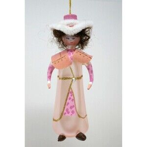 De Carlini? Italian Glass Lady in Pink Christmas Art Glass Ornament